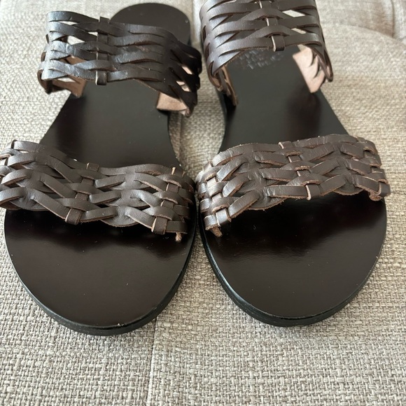 ANCIENT GREEK SANDALS Melia Meliva Woven Brown‎ Toe Slip On Leather 39 - Picture 5 of 10